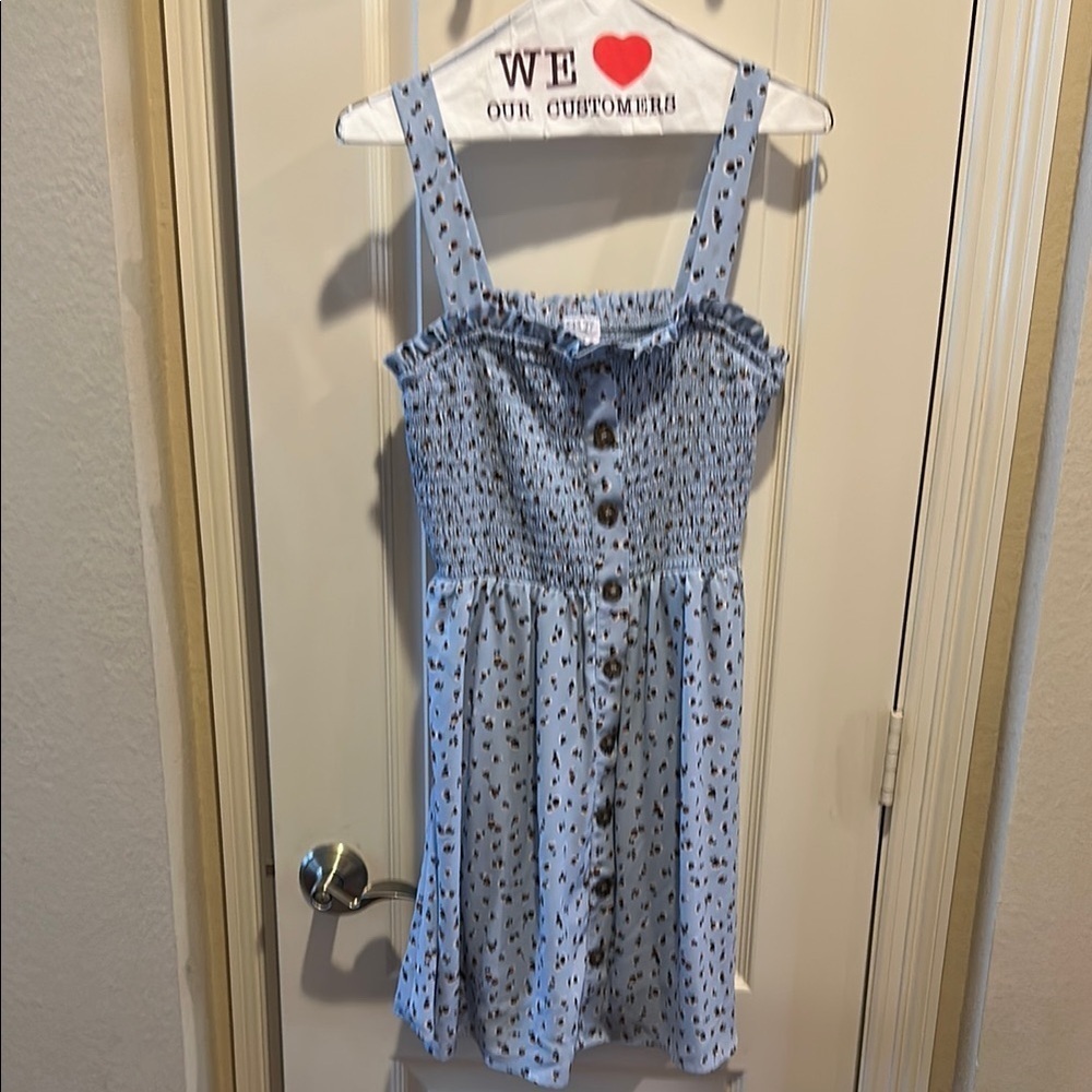 Sienna Sky Blue and Black Casual Kids Dress